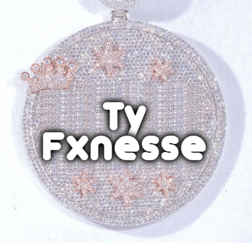 CUSTOM LETTER NECKLACE 3D BIG CROWN DISC sold by The GUU Shop