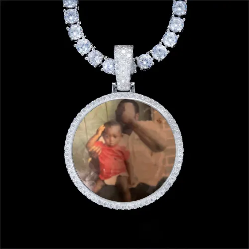 925S & VVS Moissanite 3D Circle Custom Picture Pendant sold by The GUU Shop