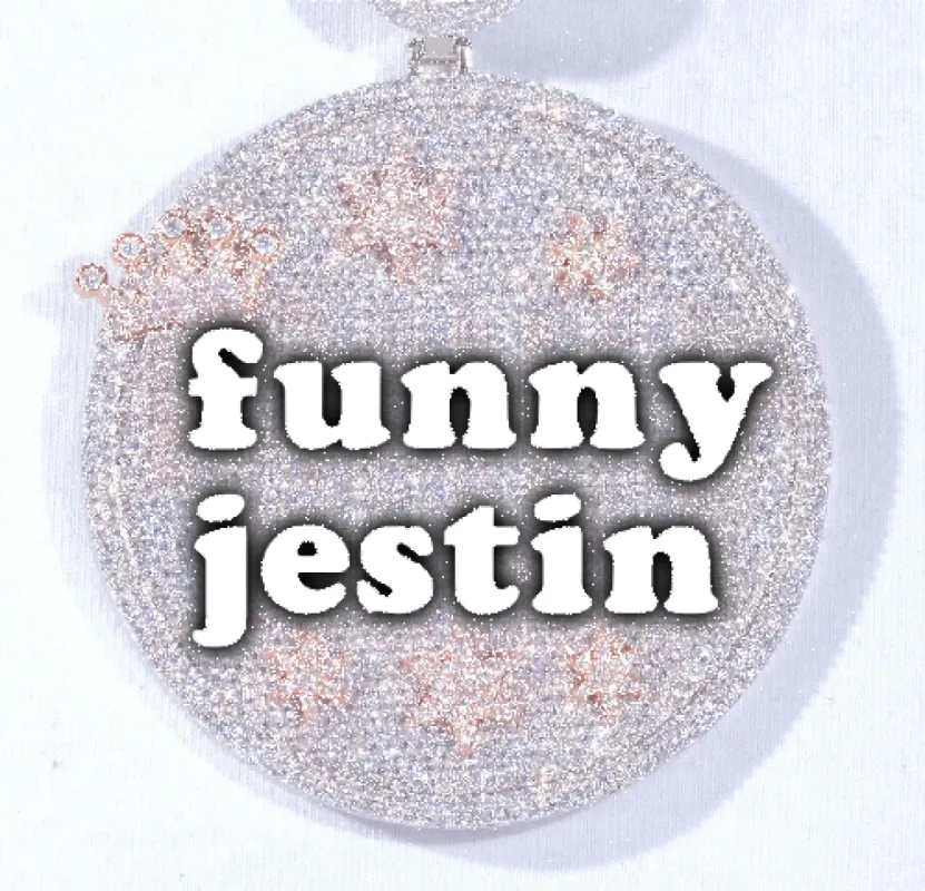 CUSTOM LETTER NECKLACE 3D BIG CROWN DISC sold by The GUU Shop