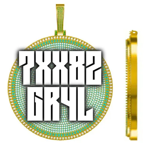 CUSTOM LETTER NECKLACE 3D BIG DISC sold by The GUU Shop