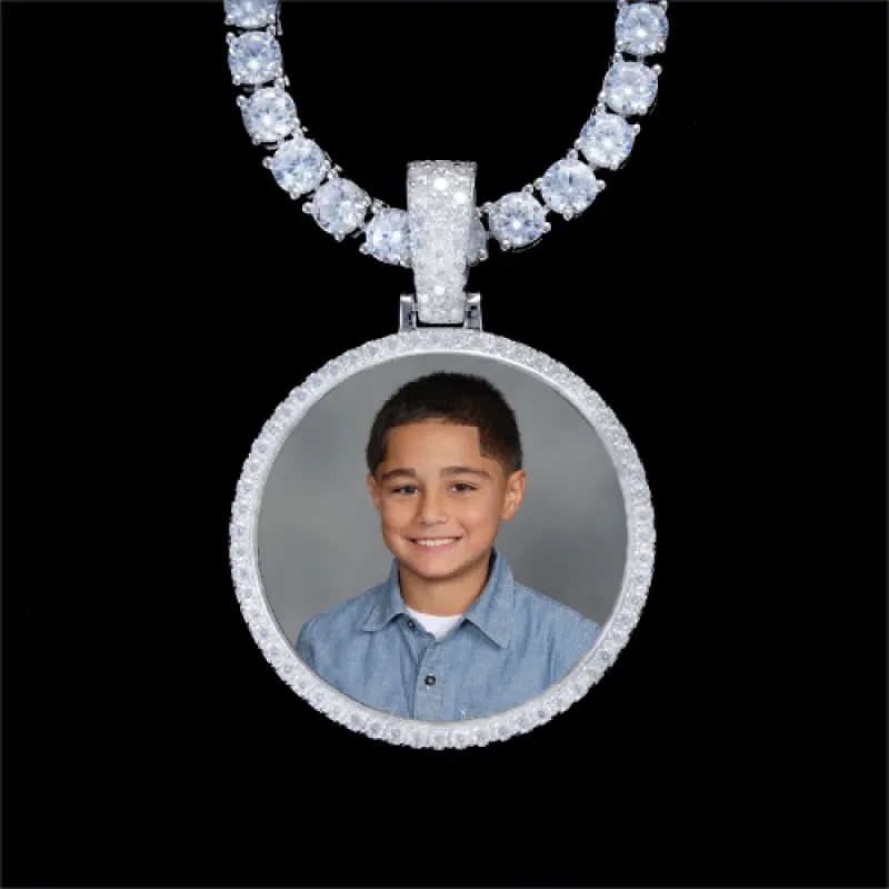 925S & VVS Moissanite 3D Circle Custom Picture Pendant sold by The GUU Shop