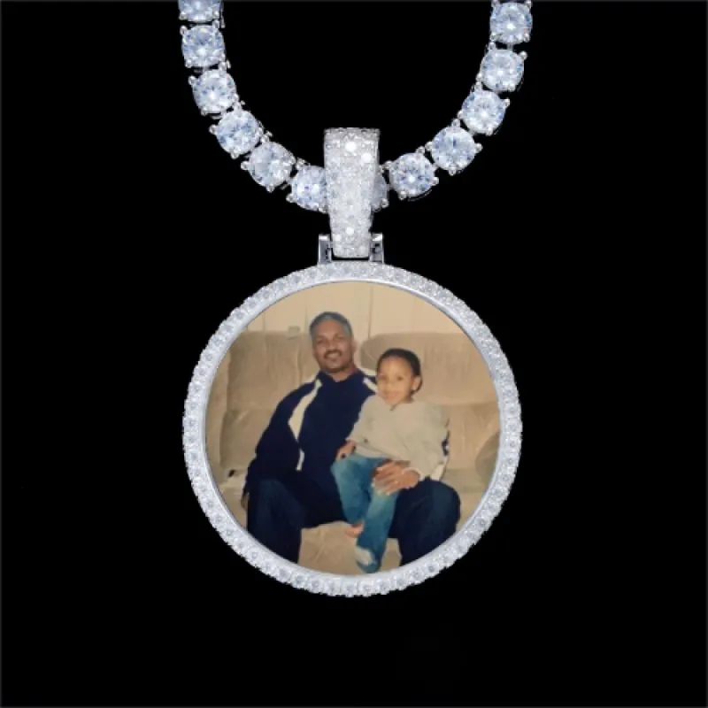 925S & VVS Moissanite 3D Circle Custom Picture Pendant sold by The GUU Shop