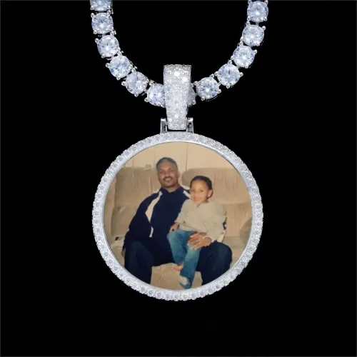 925S & VVS Moissanite 3D Circle Custom Picture Pendant sold by The GUU Shop