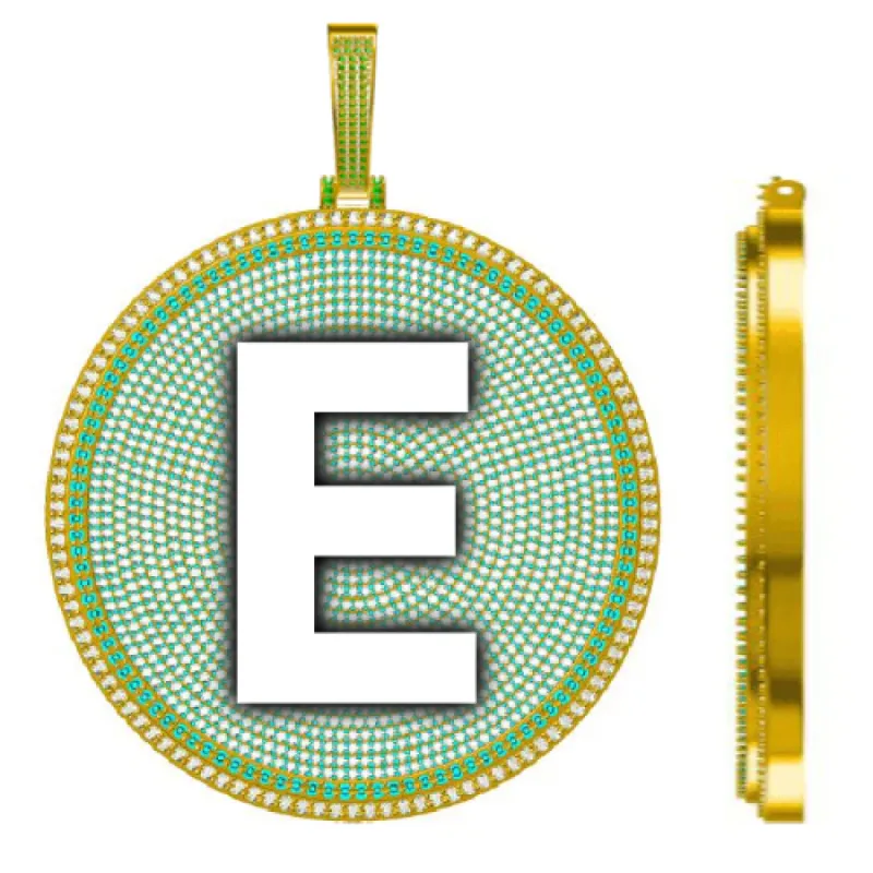 CUSTOM LETTER NECKLACE 3D BIG DISC sold by The GUU Shop