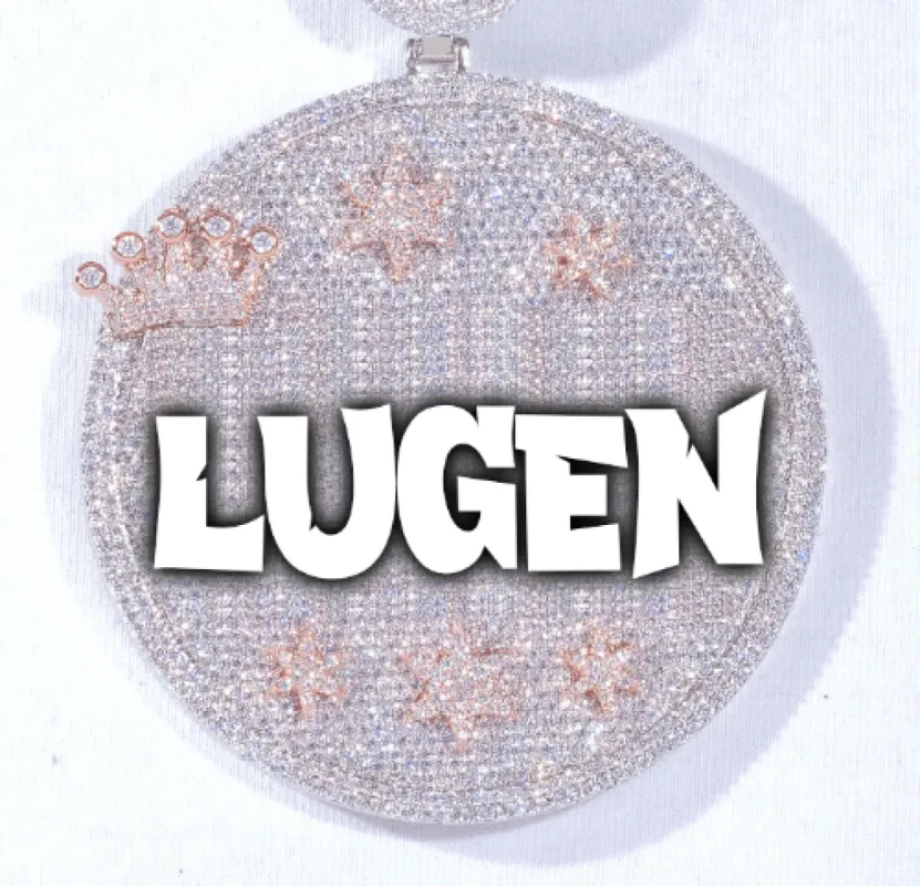 CUSTOM LETTER NECKLACE 3D BIG CROWN DISC sold by The GUU Shop