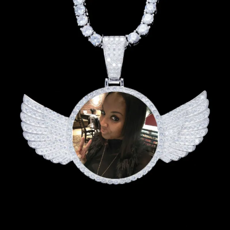 925S & VVS Moissanite 3D Wing Custom Picture Pendant sold by The GUU Shop