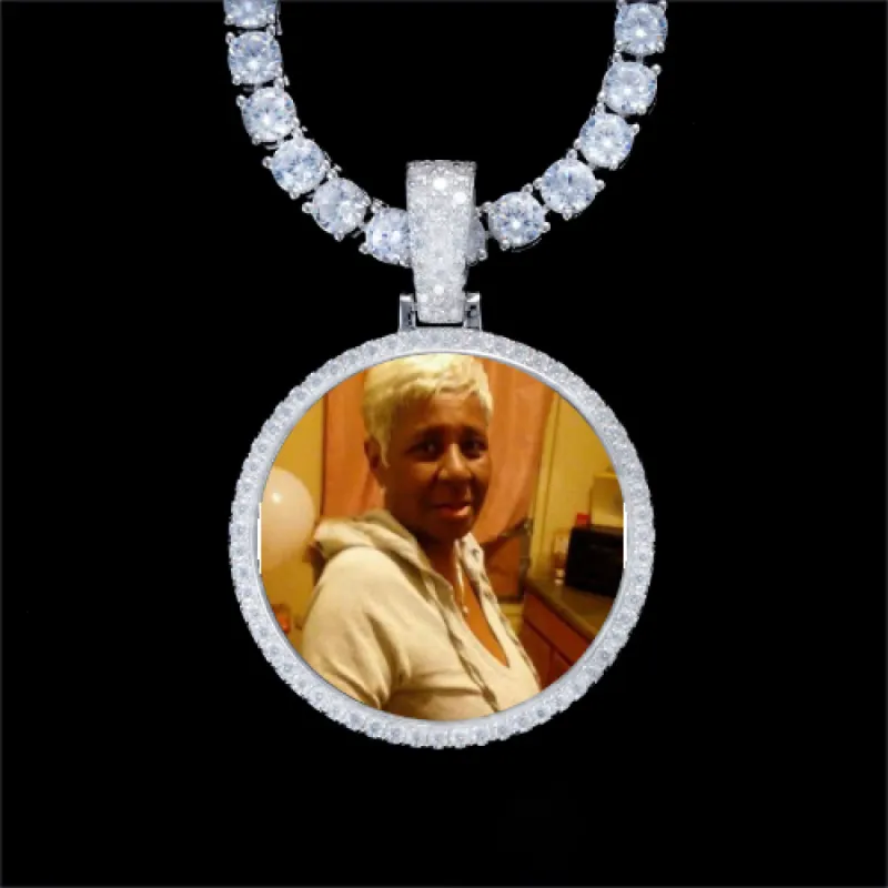 925S & VVS Moissanite 3D Circle Custom Picture Pendant sold by The GUU Shop