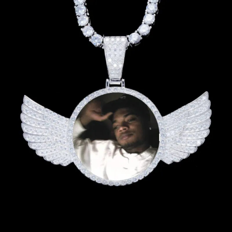 925S & VVS Moissanite 3D Wing Custom Picture Pendant sold by The GUU Shop