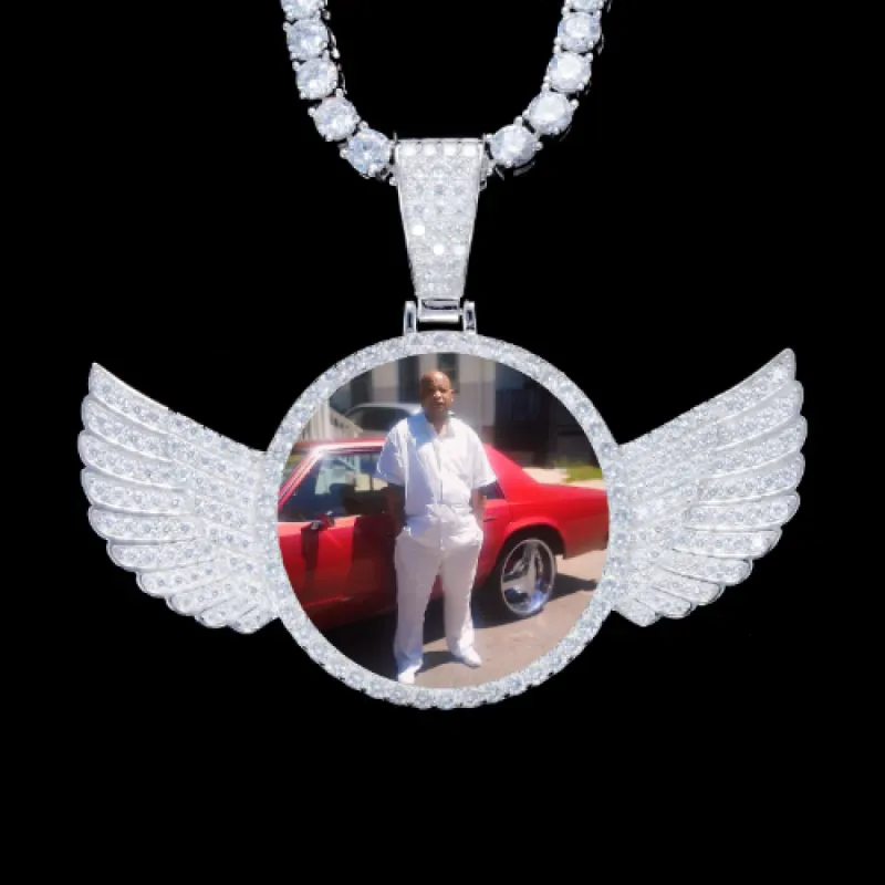 925S & VVS Moissanite 3D Wing Custom Picture Pendant sold by The GUU Shop