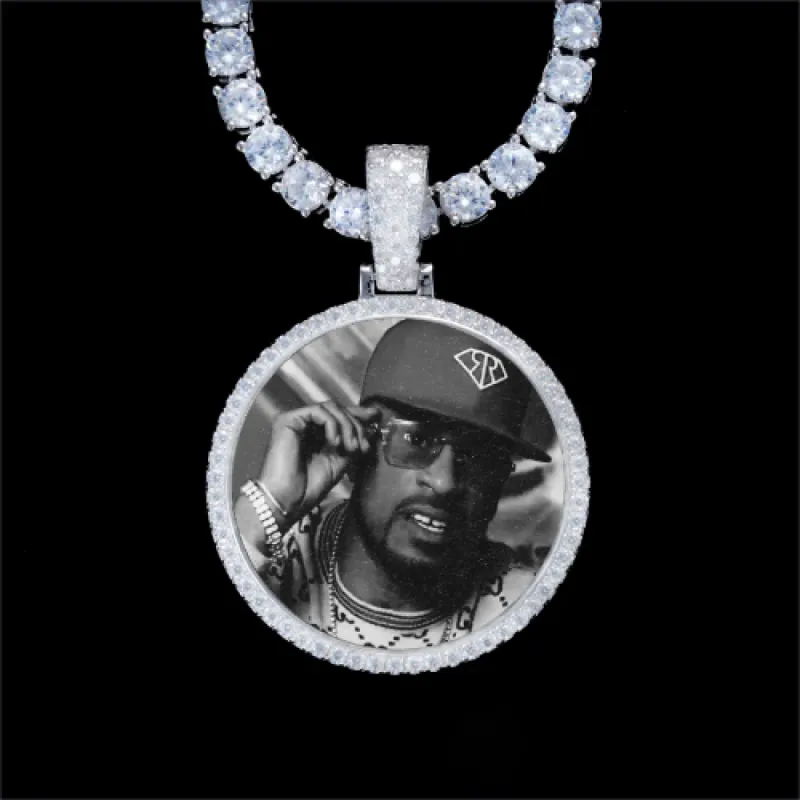 925S & VVS Moissanite 3D Circle Custom Picture Pendant sold by The GUU Shop