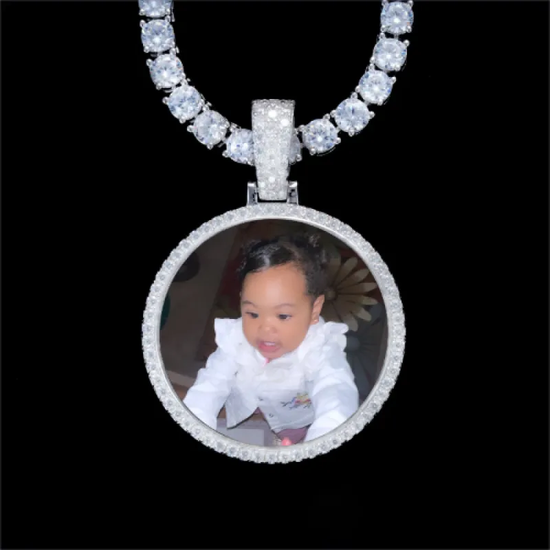 925S & VVS Moissanite 3D Circle Custom Picture Pendant sold by The GUU Shop