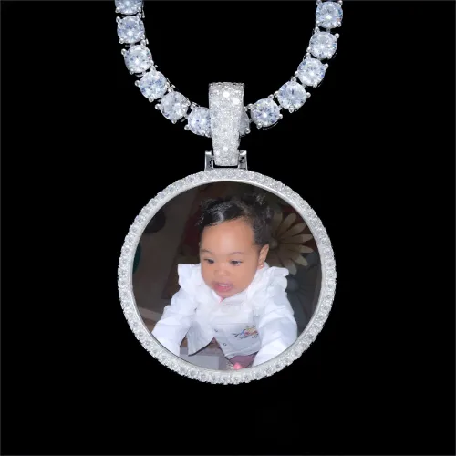 925S & VVS Moissanite 3D Circle Custom Picture Pendant sold by The GUU Shop