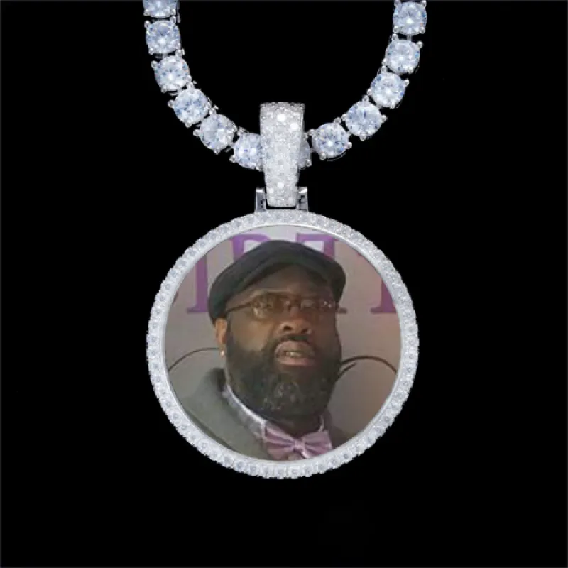925S & VVS Moissanite 3D Circle Custom Picture Pendant sold by The GUU Shop