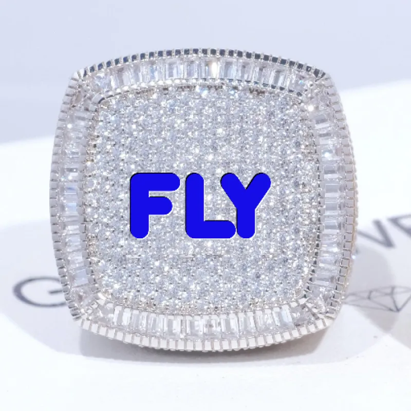 CUSTOM LETTER 3D ICED RING sold by The GUU Shop