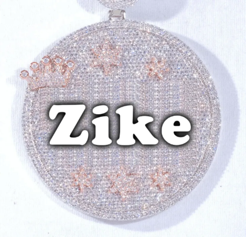 CUSTOM LETTER NECKLACE 3D BIG CROWN DISC sold by The GUU Shop