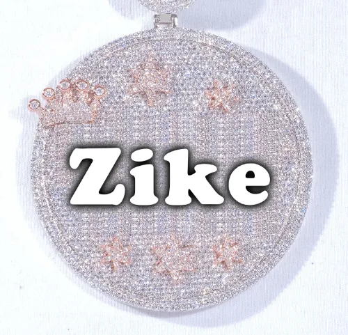 CUSTOM LETTER NECKLACE 3D BIG CROWN DISC sold by The GUU Shop