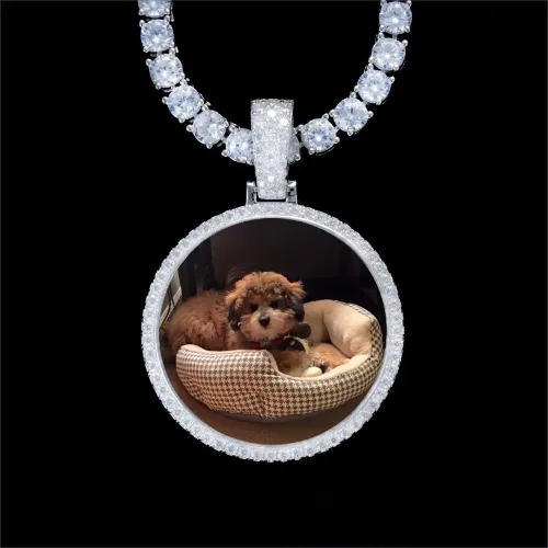 925S & VVS Moissanite 3D Circle Custom Picture Pendant sold by The GUU Shop