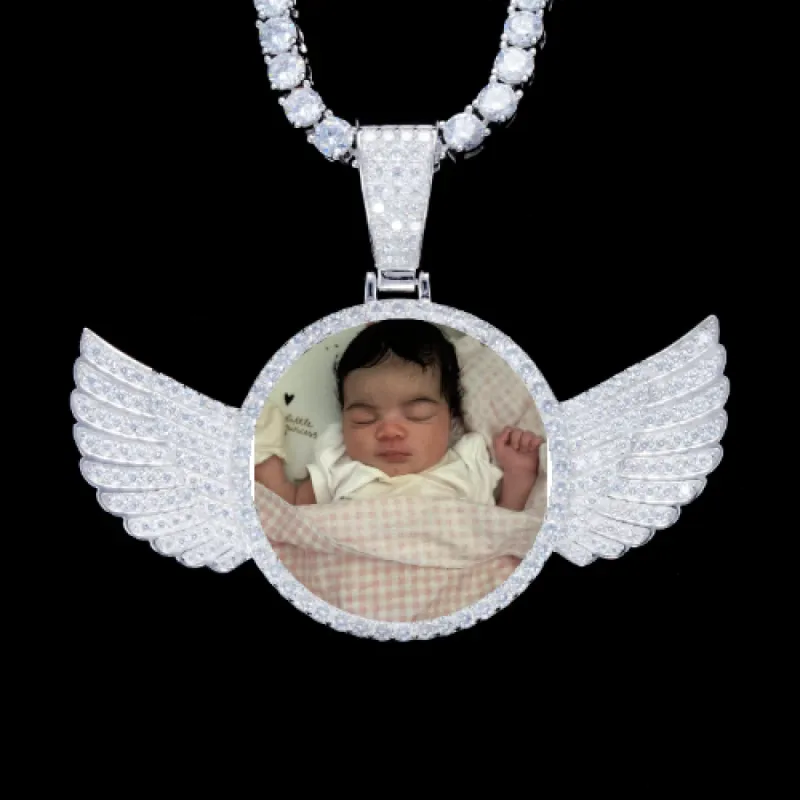 925S & VVS Moissanite 3D Wing Custom Picture Pendant sold by The GUU Shop