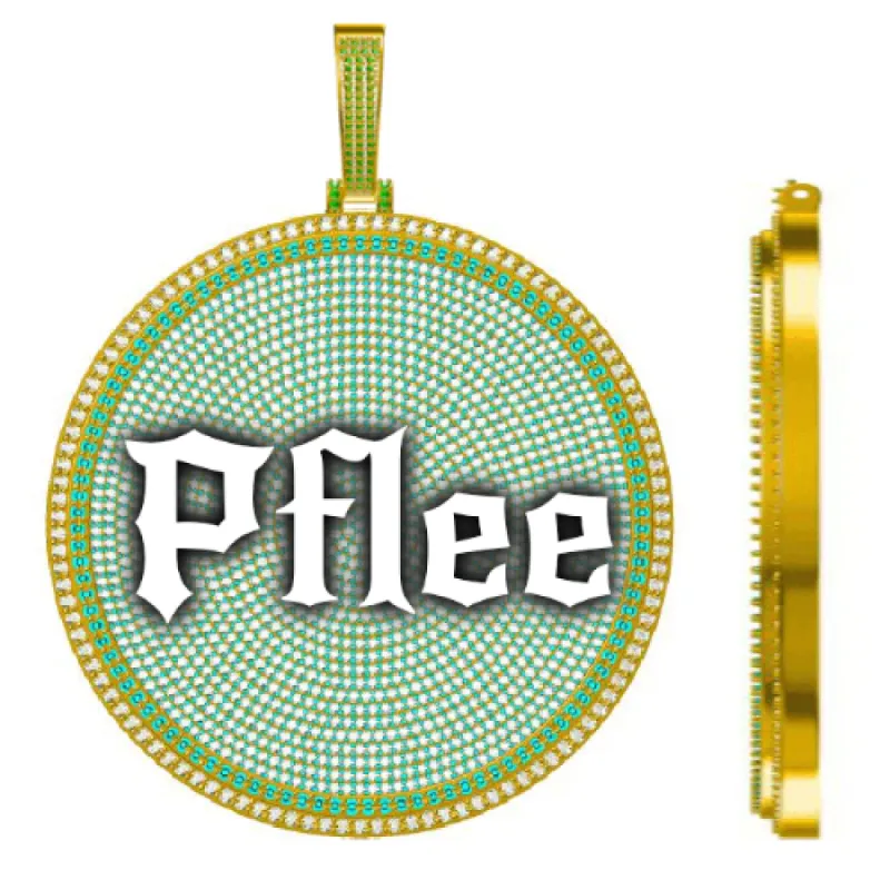 CUSTOM LETTER NECKLACE 3D BIG DISC sold by The GUU Shop