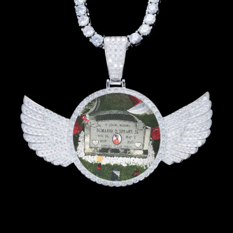 925S & VVS Moissanite 3D Wing Custom Picture Pendant sold by The GUU Shop
