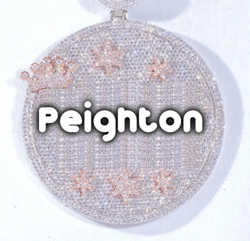 CUSTOM LETTER NECKLACE 3D BIG CROWN DISC sold by The GUU Shop