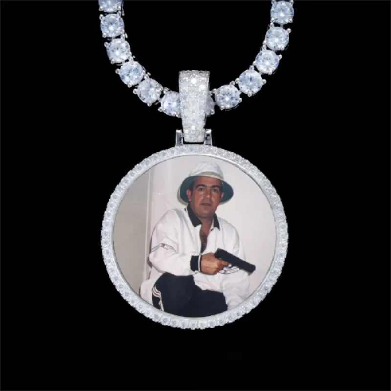 925S & VVS Moissanite 3D Circle Custom Picture Pendant sold by The GUU Shop