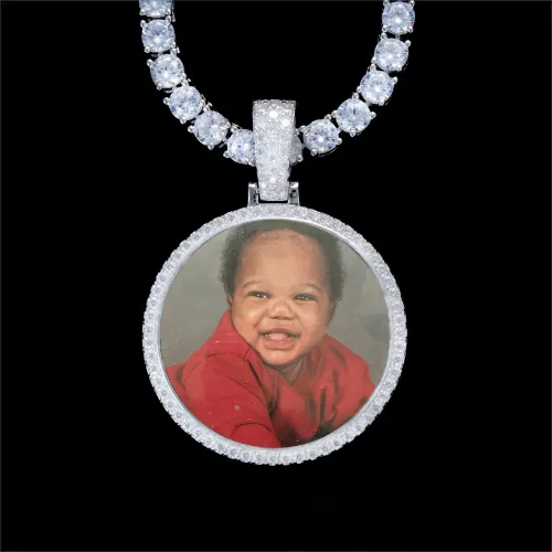 925S & VVS Moissanite 3D Circle Custom Picture Pendant sold by The GUU Shop