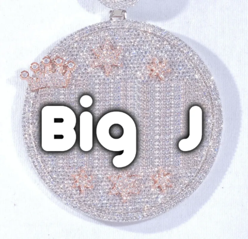 CUSTOM LETTER NECKLACE 3D BIG CROWN DISC sold by The GUU Shop