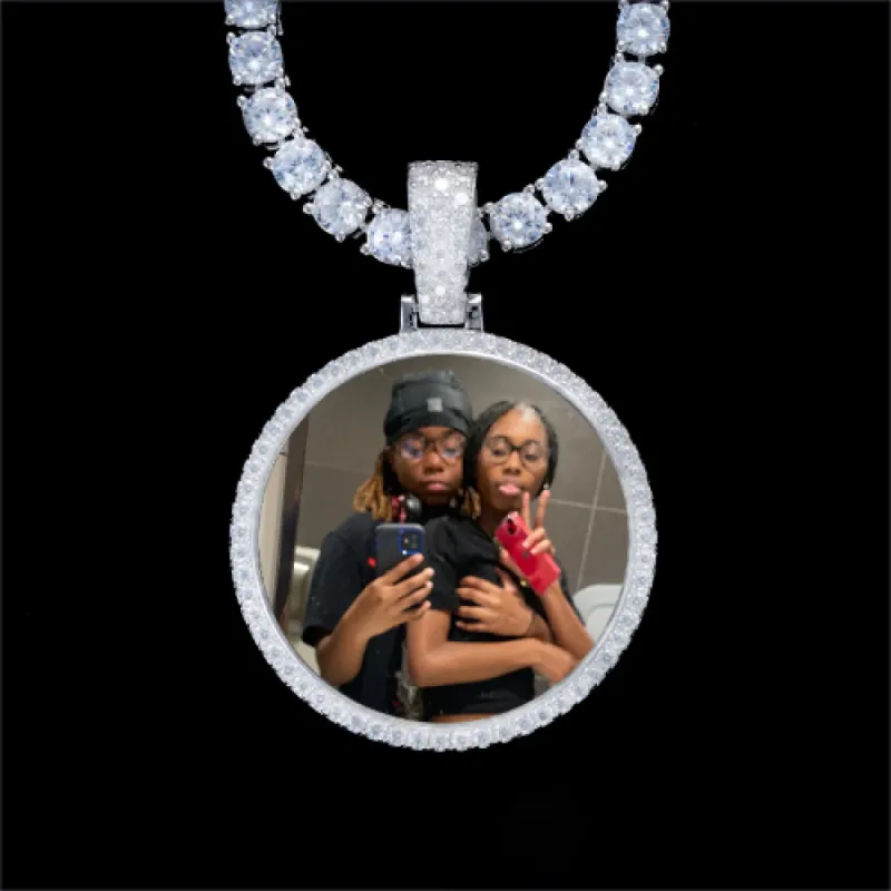 925S & VVS Moissanite 3D Circle Custom Picture Pendant sold by The GUU Shop