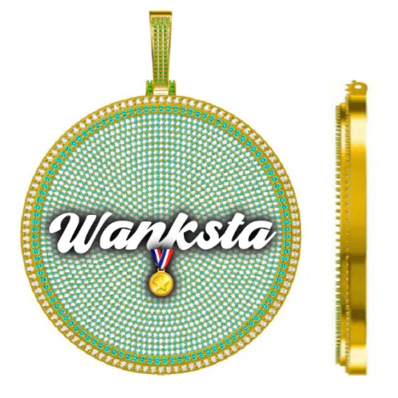 CUSTOM LETTER NECKLACE 3D BIG DISC sold by The GUU Shop