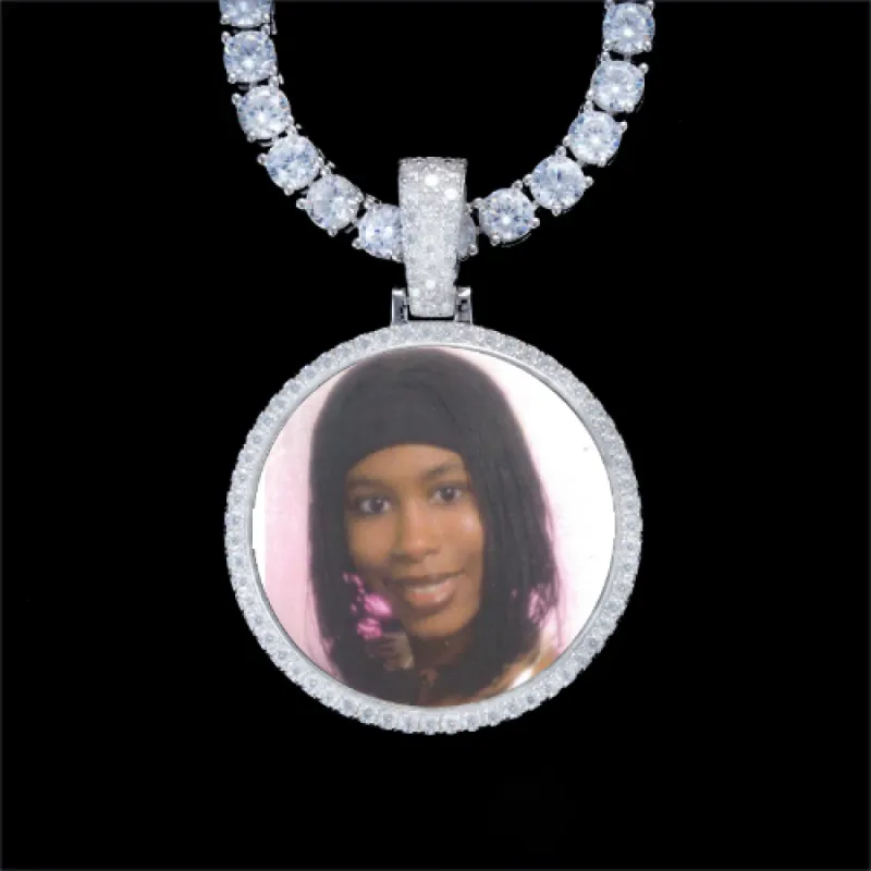 925S & VVS Moissanite 3D Circle Custom Picture Pendant sold by The GUU Shop