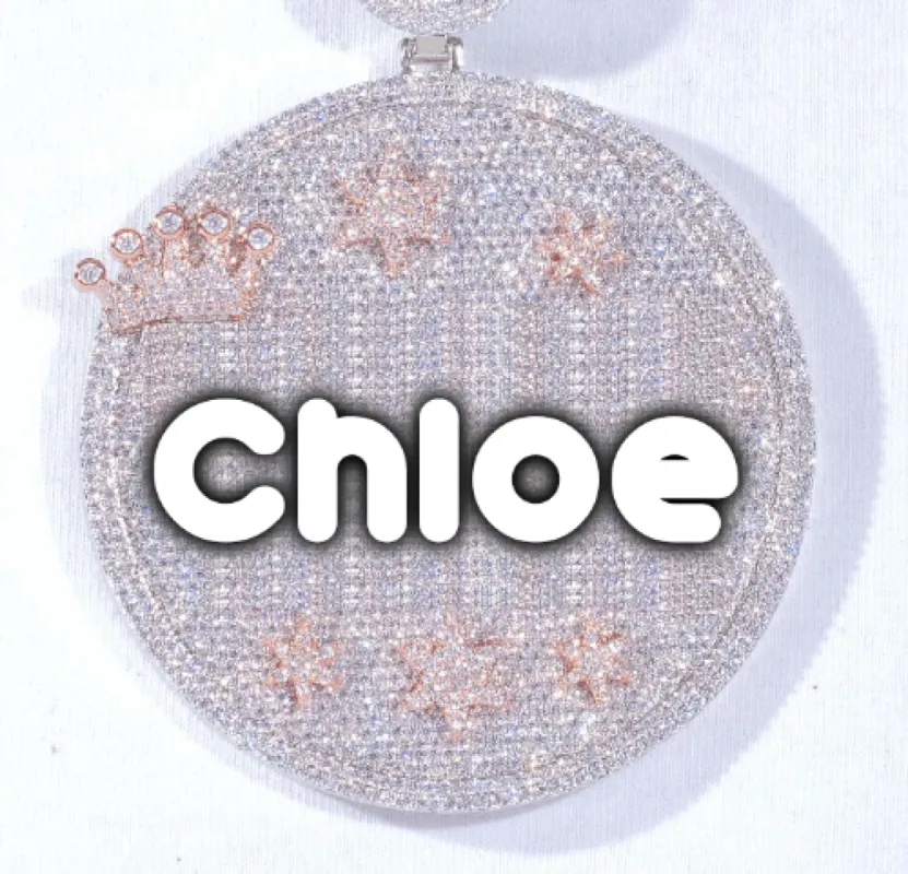 CUSTOM LETTER NECKLACE 3D BIG CROWN DISC sold by The GUU Shop