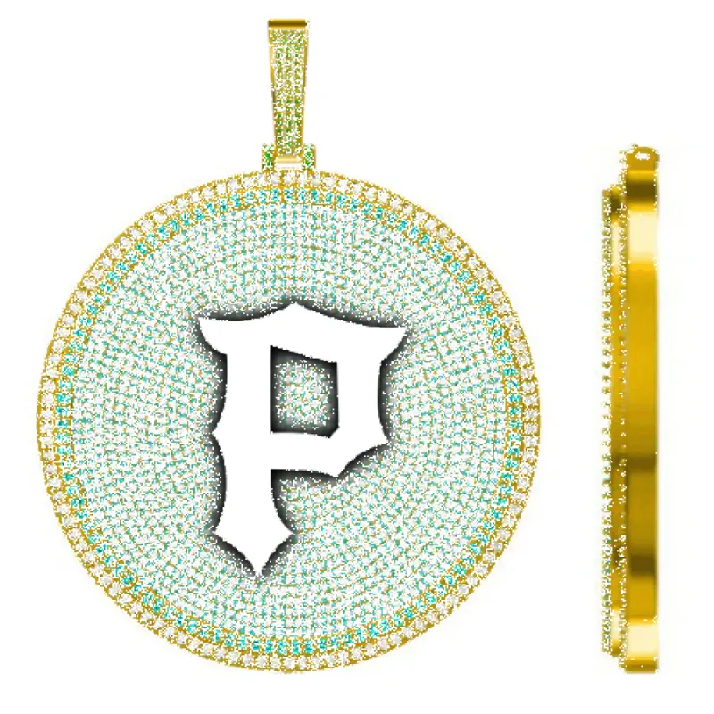 CUSTOM LETTER NECKLACE 3D BIG DISC sold by The GUU Shop