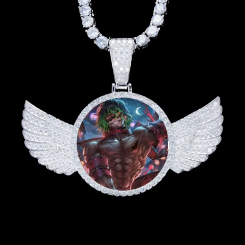 925S & VVS Moissanite 3D Wing Custom Picture Pendant sold by The GUU Shop