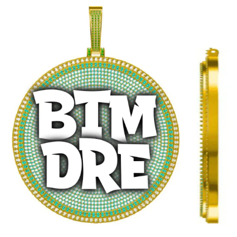 CUSTOM LETTER NECKLACE 3D BIG DISC sold by The GUU Shop