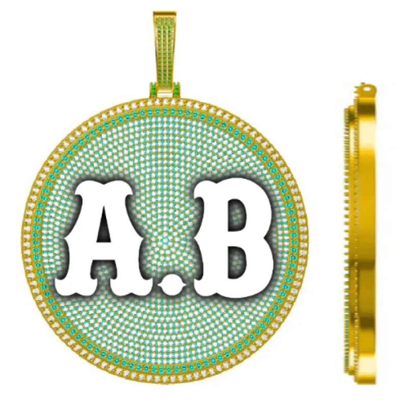 CUSTOM LETTER NECKLACE 3D BIG DISC sold by The GUU Shop