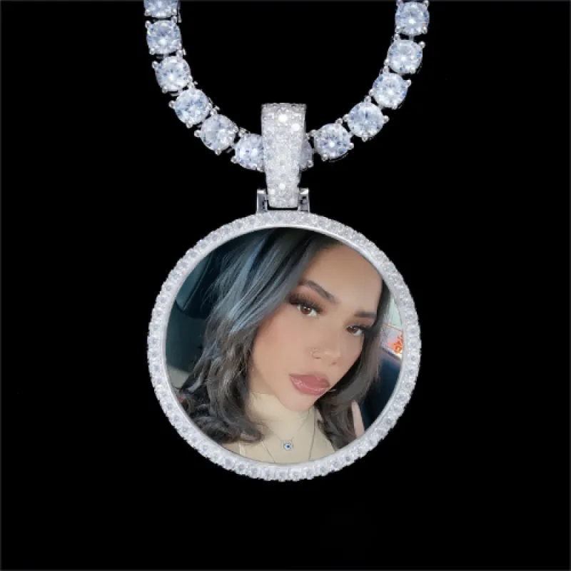 925S & VVS Moissanite 3D Circle Custom Picture Pendant sold by The GUU Shop