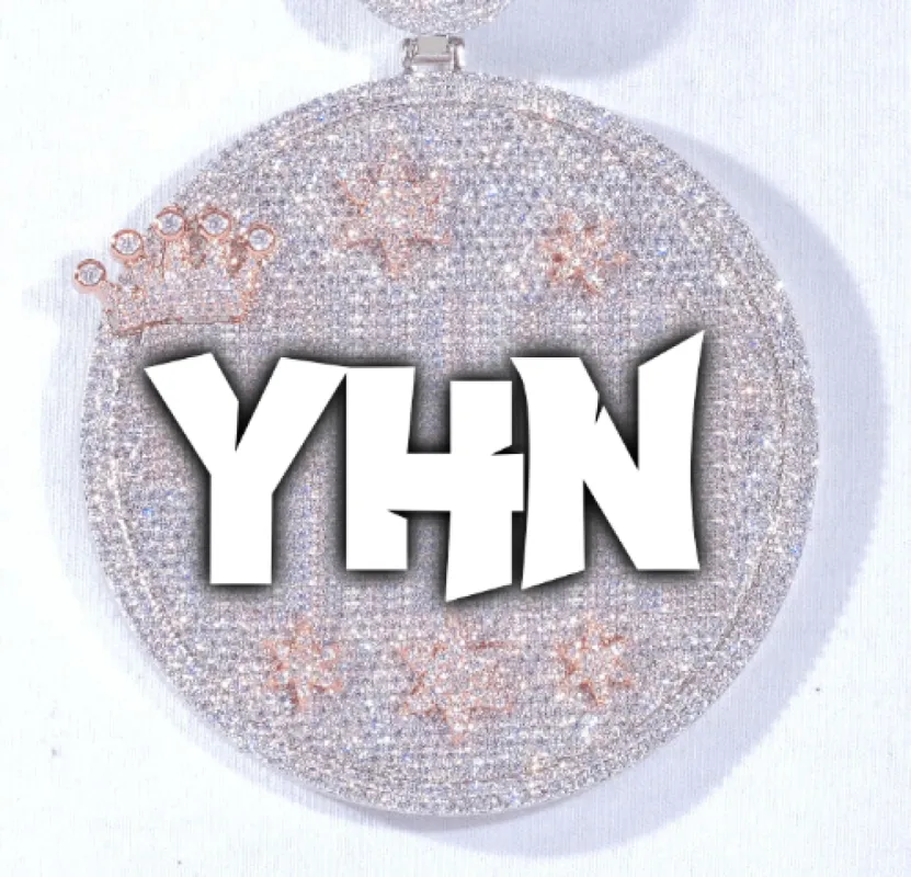 CUSTOM LETTER NECKLACE 3D BIG CROWN DISC sold by The GUU Shop