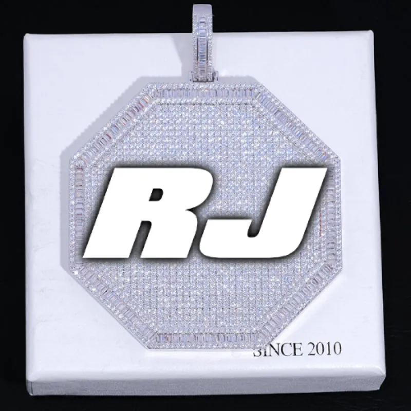 CUSTOM LETTER NECKLACE 3D BIG OCTAGON sold by The GUU Shop