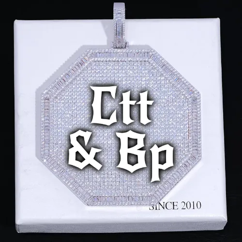 CUSTOM LETTER NECKLACE 3D BIG OCTAGON sold by The GUU Shop