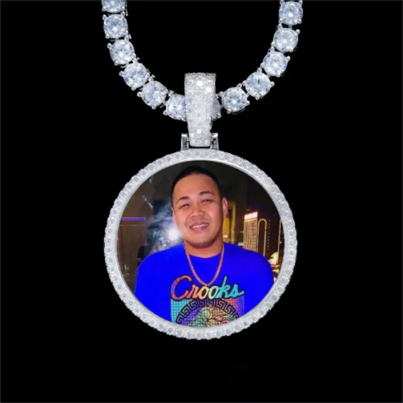 925S & VVS Moissanite 3D Circle Custom Picture Pendant sold by The GUU Shop