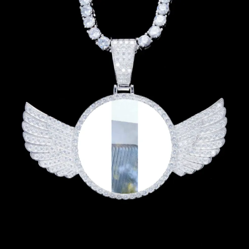925S & VVS Moissanite 3D Wing Custom Picture Pendant sold by The GUU Shop