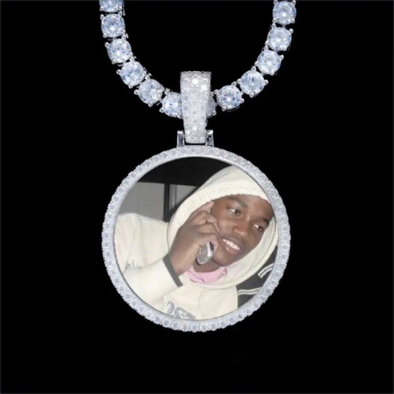 925S & VVS Moissanite 3D Circle Custom Picture Pendant sold by The GUU Shop