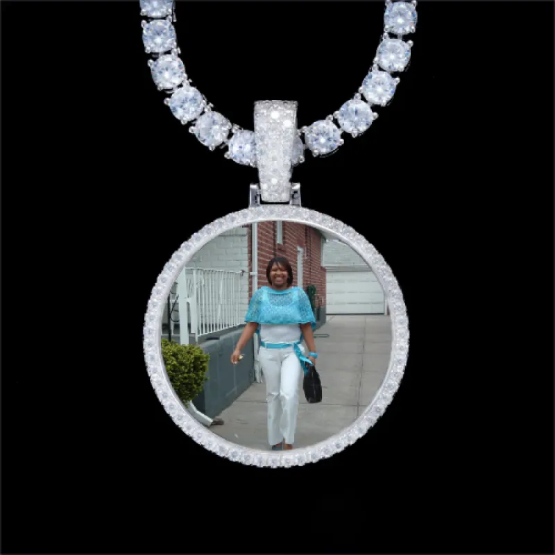 925S & VVS Moissanite 3D Circle Custom Picture Pendant sold by The GUU Shop