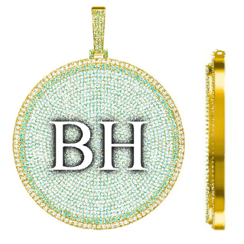 CUSTOM LETTER NECKLACE 3D BIG DISC sold by The GUU Shop