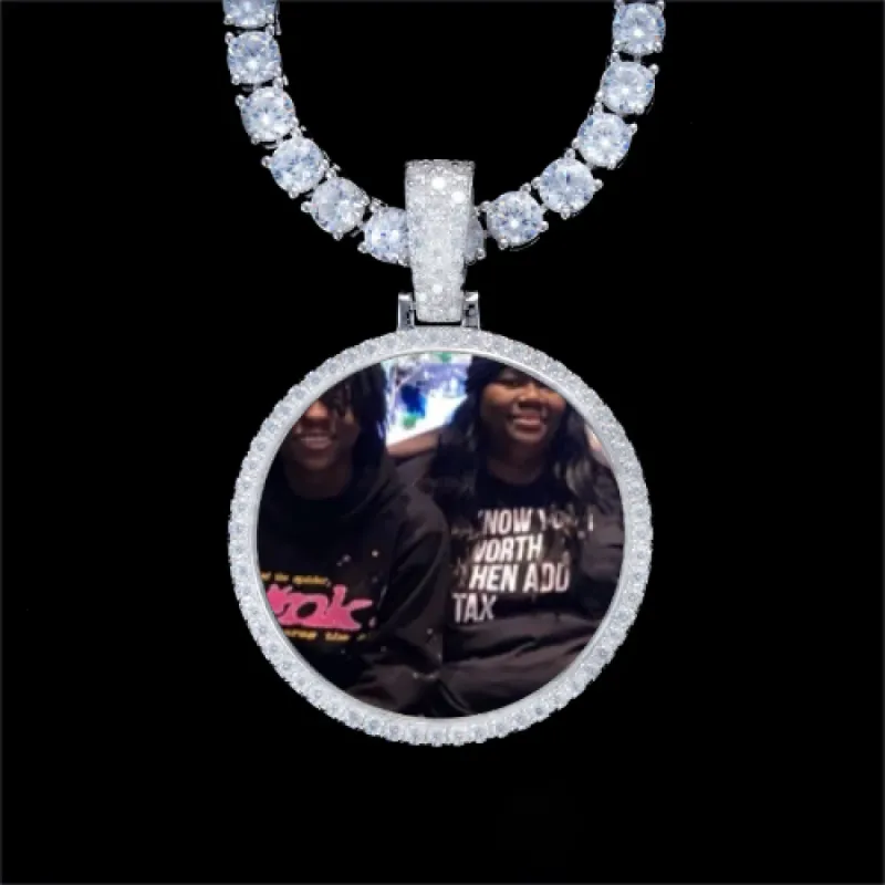 925S & VVS Moissanite 3D Circle Custom Picture Pendant sold by The GUU Shop