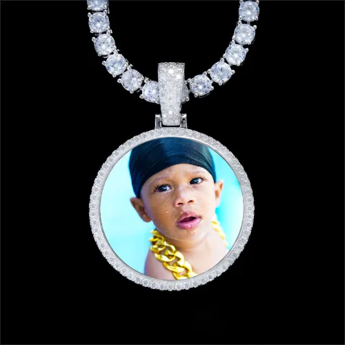 925S & VVS Moissanite 3D Circle Custom Picture Pendant sold by The GUU Shop