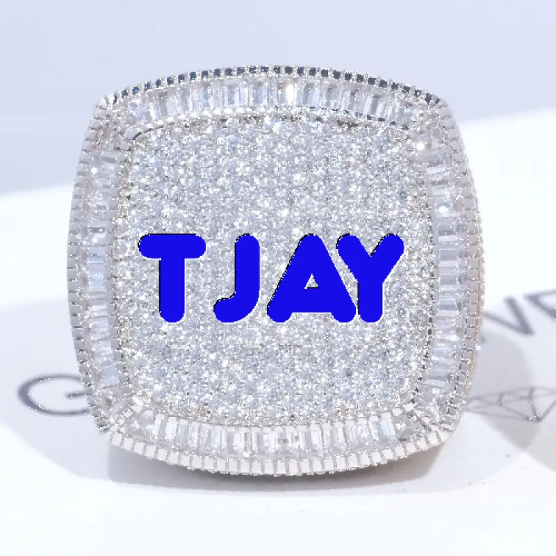 CUSTOM LETTER 3D ICED RING sold by The GUU Shop