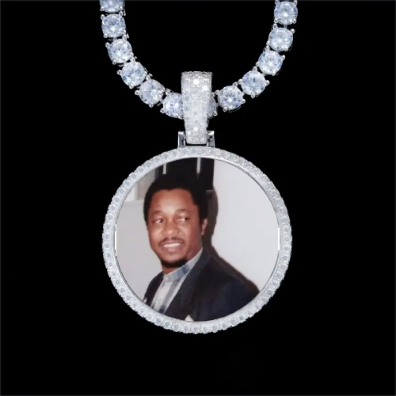 925S & VVS Moissanite 3D Circle Custom Picture Pendant sold by The GUU Shop