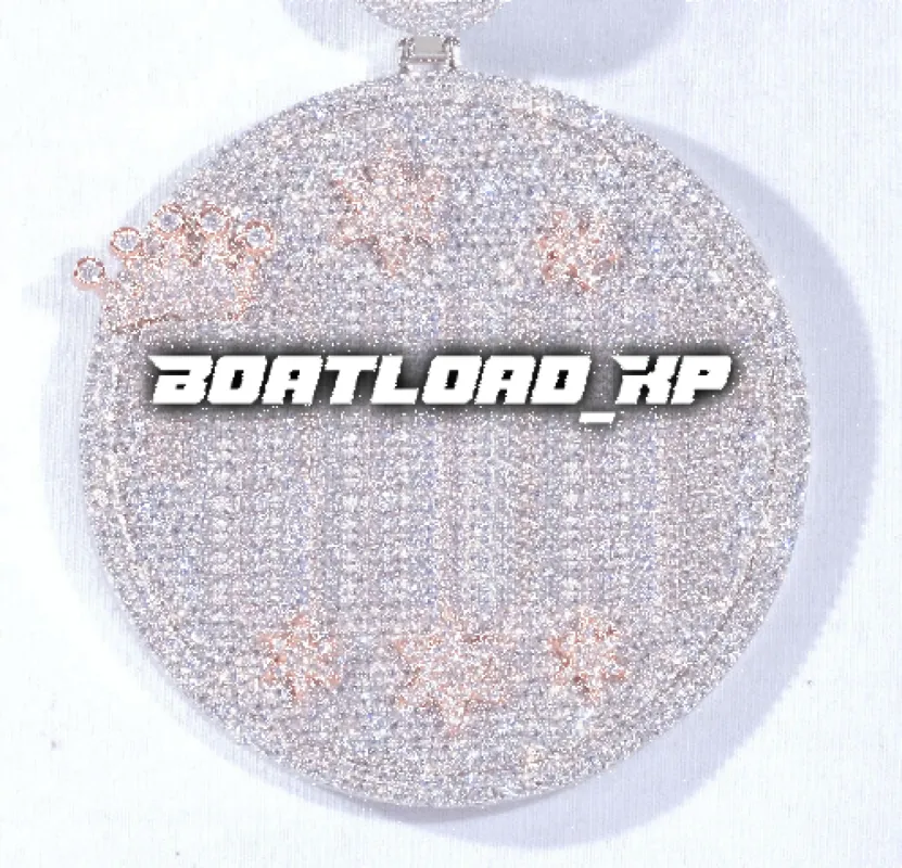 CUSTOM LETTER NECKLACE 3D BIG CROWN DISC sold by The GUU Shop